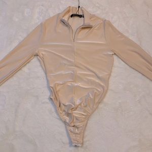 Misguided Long Sleeve Silk Bodysuit